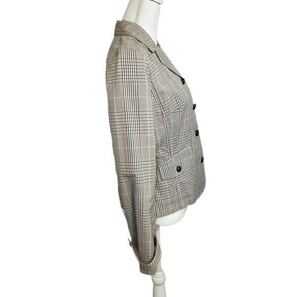 Isaac Mizrahi Brown Windowpane Plaid Blazer Target faux leather buttons. Size M - Picture 4 of 16